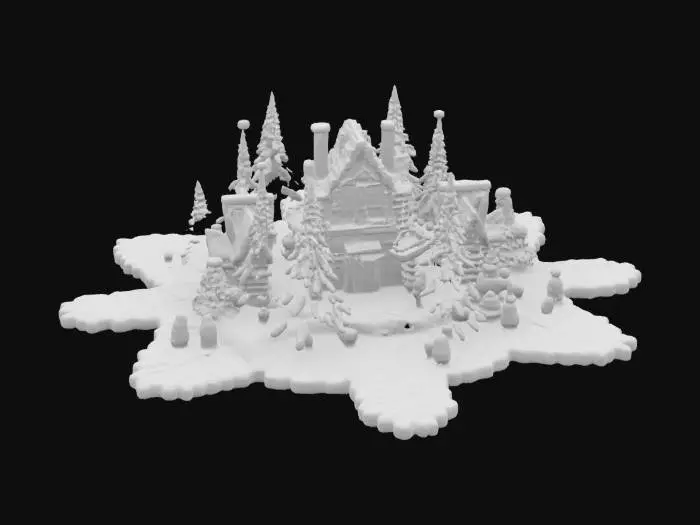3D model for [Antarctica] an elaborate christmas village on a detailed snowflake, #AroundTheWorld#