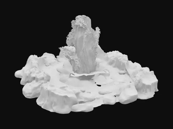 3D model for [Yellowstone National Park] a vibrant neon LED glowing erupting geyser in yellowstone national park, #AroundTheWorld#