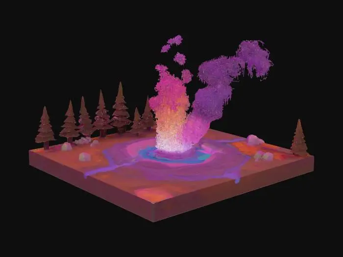 3D model for [Yellowstone National Park] Mystical Geyser Burst, #AroundTheWorld#