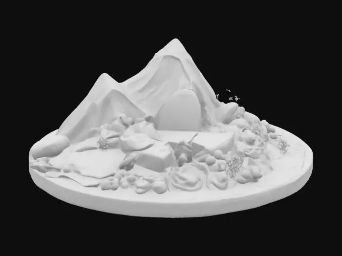3D model for [Switzerland] Raclette and charcuterie in the shape of the swiss alps, #AroundTheWorld#