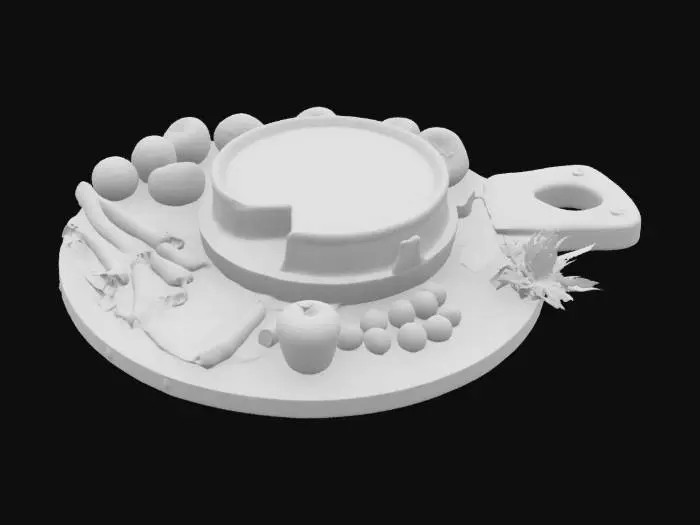 3D model for [Switzerland] Raclette with delicious charcuterie on a Switzerland-themed cutting board, #AroundTheWorld#