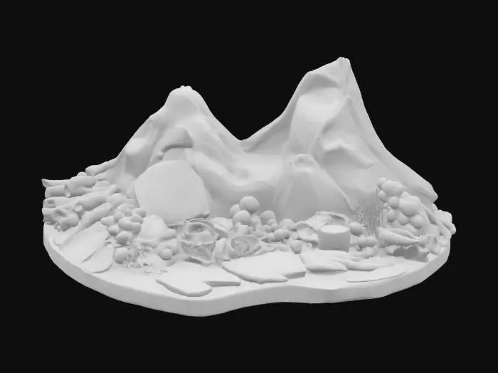 3D model for [Switzerland] Raclette and charcuterie in the shape of the swiss alps, #AroundTheWorld#
