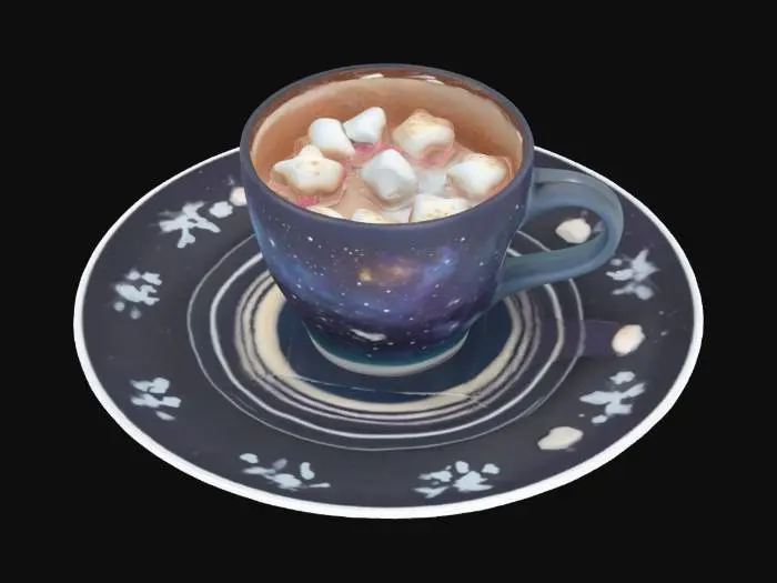 3D model for [Space] a galaxy cup of hot cocoa with stars and moon marshmallows, #AroundTheWorld#