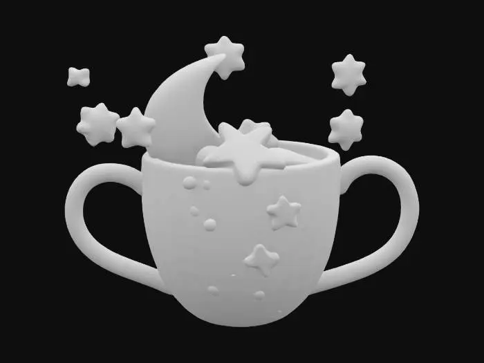 3D model for [Space] a galaxy cup of hot cocoa with stars and moon marshmallows, #AroundTheWorld#