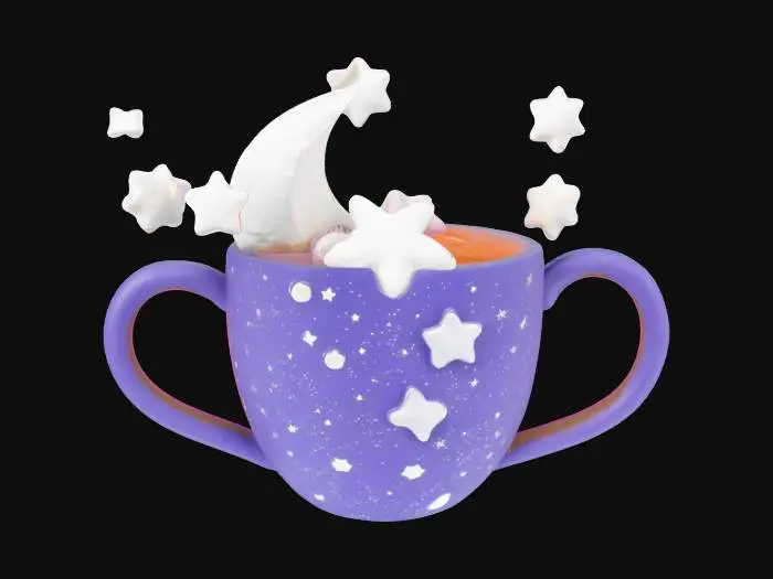 3D model for [Space] a galaxy cup of hot cocoa with stars and moon marshmallows, #AroundTheWorld#