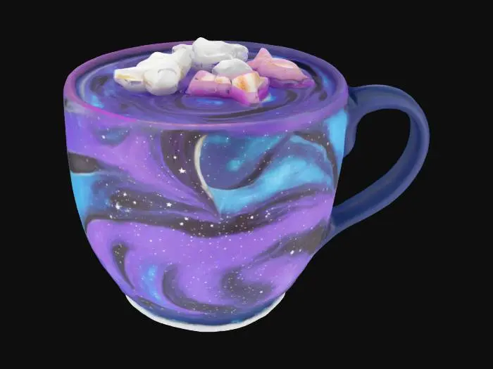 3D model for [Space] a galaxy cup of hot cocoa with stars and moon marshmallows, #AroundTheWorld#