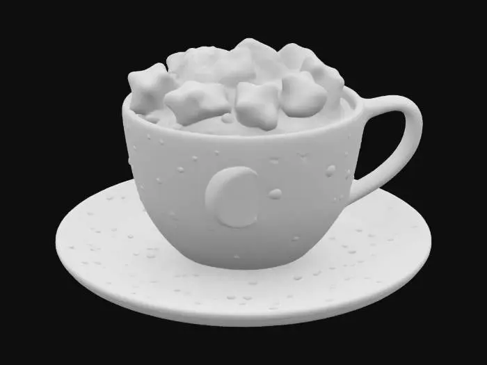 3D model for [Space] a galaxy cup of hot cocoa with stars and moon marshmallows, #AroundTheWorld#