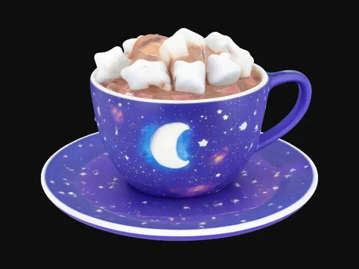 3D model for [Space] a galaxy cup of hot cocoa with stars and moon marshmallows, #AroundTheWorld#