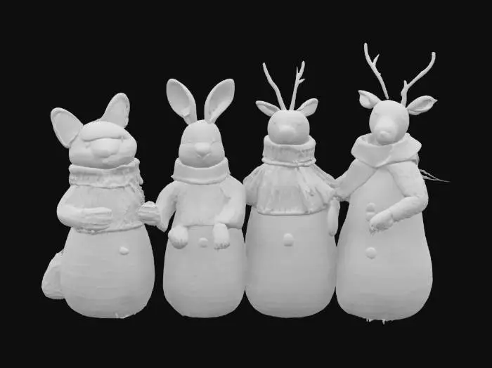 3D model for [Scandinavia], woodland animal snowman characters wearing scandinavian sweaters, #AroundTheWorld#