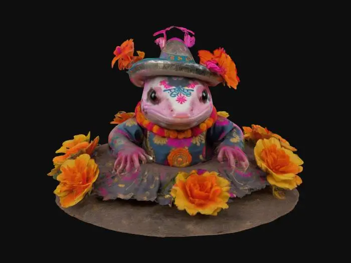 3D model for [Rajasthan] an Axolotl in a Día de Muertos Outfit, #AroundTheWorld#