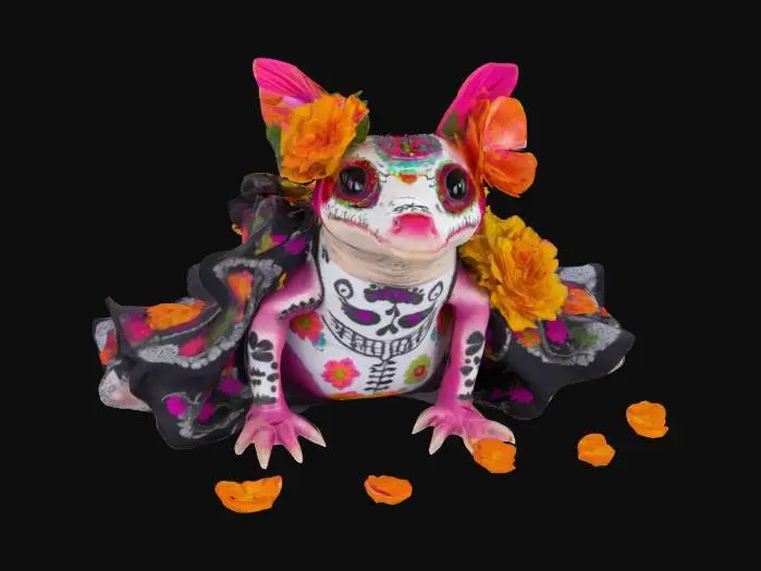 3D model for [Rajasthan] an Axolotl in a Día de Muertos Outfit, #AroundTheWorld#