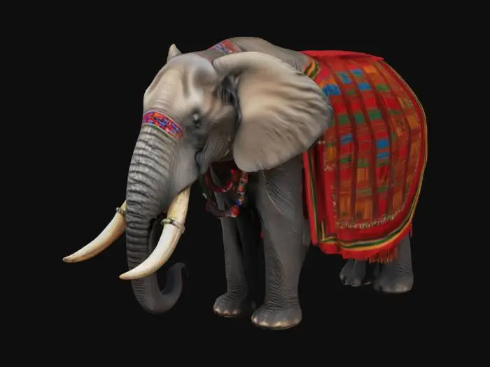 3D model for [Kenya] Ultra Realistic, Hyper Detailed, Elephant wearing Maasai Traditional Garments, #AroundTheWorld#