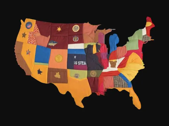 3D model for [United States] the united states of america as a quilt with each of the fifty states its own fabric piece, #AroundTheWorld#