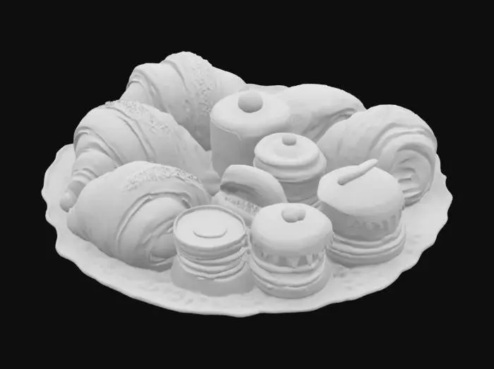 3D model for [France], Highly Detailed, Ultra Realistic, a delicious platter of detailed french pastries, #AroundTheWorld#