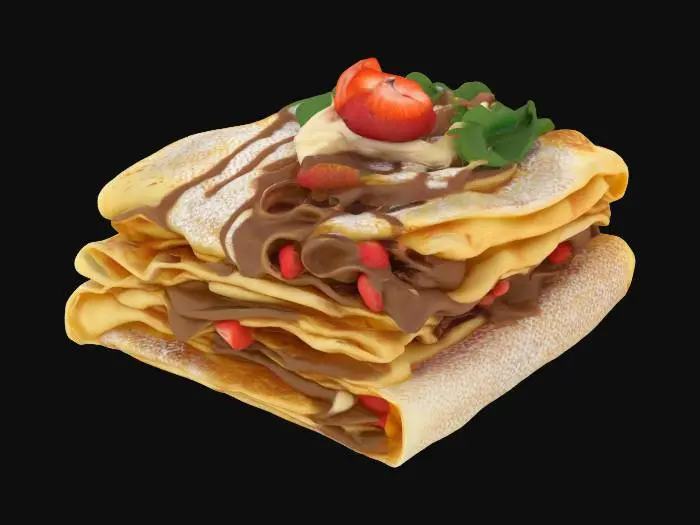 3D model for [France], Highly Detailed, Ultra Realistic, a delicious stack of detailed crepes with different fillings in each layer, #AroundTheWorld#