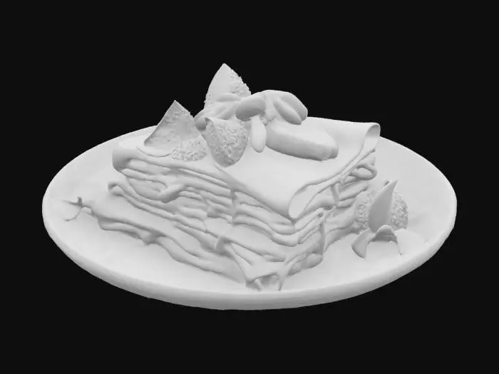 3D model for [France], Highly Detailed, Ultra Realistic, a delicious stack of detailed crepes with different fillings in each layer, #AroundTheWorld#