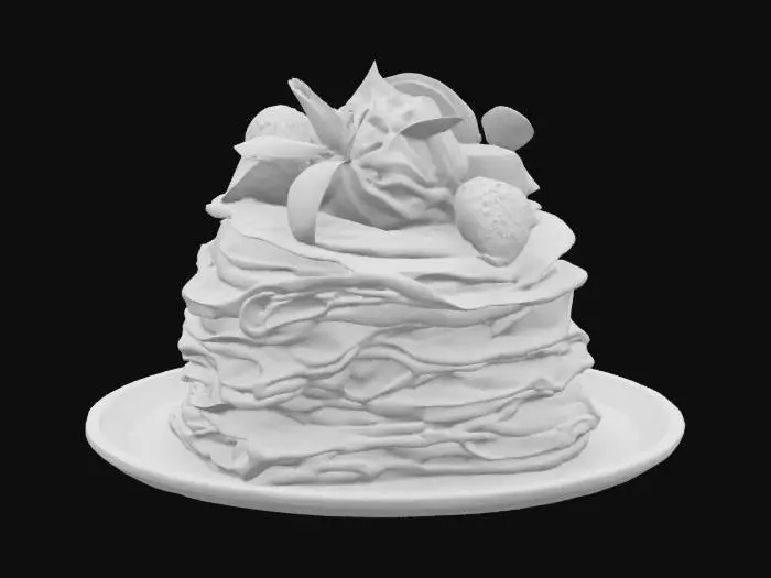 3D model for [France], Highly Detailed, Ultra Realistic, a delicious stack of detailed crepes with different fillings in each layer, #AroundTheWorld#