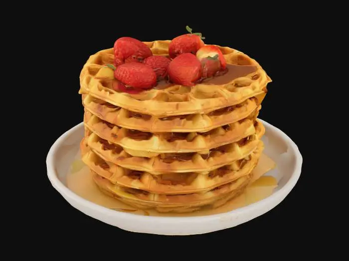 3D model for [Belgian], Highly Detailed, Ultra Realistic, stack of detailed Belgian waffles, #AroundTheWorld#