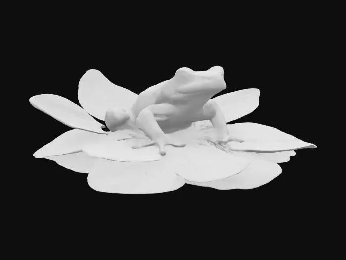 3D model for [Central America] Ultra Realistic, Hyper Detailed, a vibrant, glistening Harlequin Toad in a bioluminescent glowing Passion Flower, #AroundTheWorld#