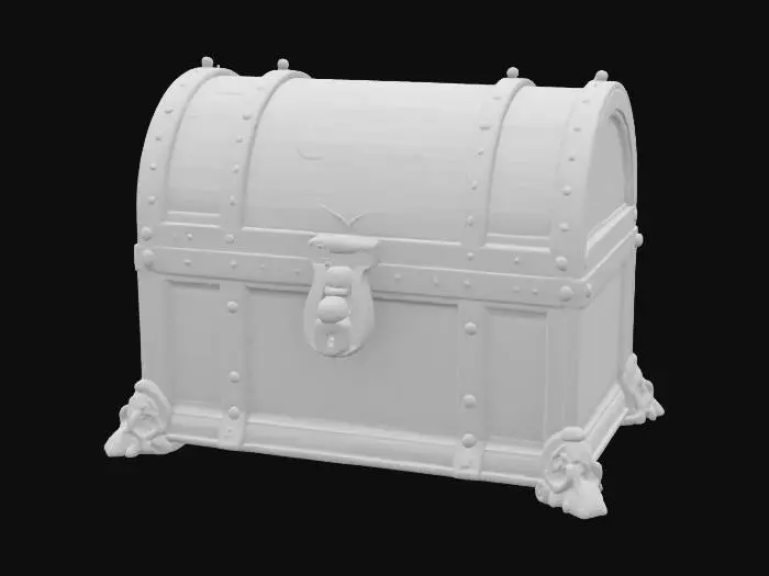 3D model for [Mexico] an ornate black Dia De Los Muertos treasure chest inlay with elaborate sugar skulls, #AroundTheWorld#