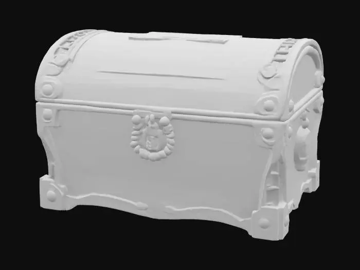 3D model for [Mexico] an ornate black Dia De Los Muertos treasure chest inlay with elaborate sugar skulls, #AroundTheWorld#