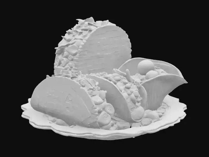 3D model for [Mexico], Highly Detailed, Ultra Realistic, colorful Mexican food pinatas arranged on a platter, #AroundTheWorld#