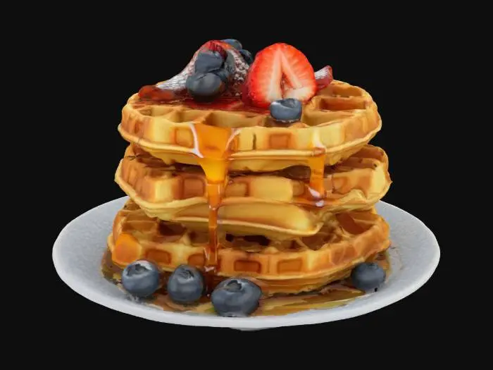 3D model for [Belgian], Highly Detailed, Ultra Realistic, stack of detailed Belgian waffles, #AroundTheWorld#