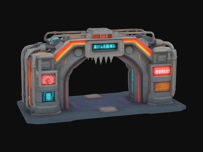 3D model for An isometric model of a detailed cyberpunk arch, #arch#