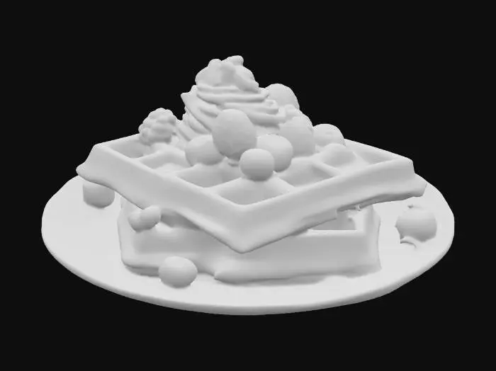 3D model for Highly Detailed, Ultra Realistic, stack of detailed Belgian waffles on a plate, #food#