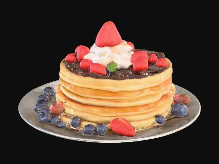3D model for Highly Detailed, Ultra Realistic, a delicious stack of detailed crepes with different fillings in each layer, #food#