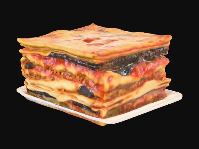3D model for Highly Detailed, Ultra Realistic, a delicious moussaka on a plate, #food#