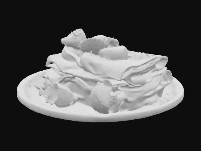 3D model for Highly Detailed, Ultra Realistic, a delicious stack of detailed crepes with different fillings in each layer, #food#