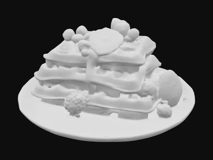 3D model for Highly Detailed, Ultra Realistic, stack of detailed Belgian waffles on a plate, #food#