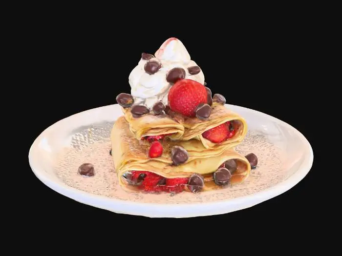 3D model for Highly Detailed, Ultra Realistic, a delicious stack of detailed crepes with different fillings in each layer, #food#