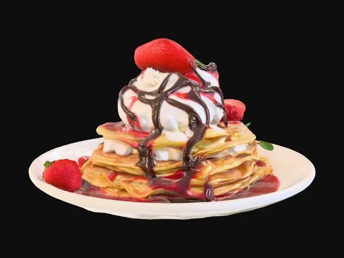 3D model for Highly Detailed, Ultra Realistic, a delicious stack of detailed crepes with different fillings in each layer, #food#