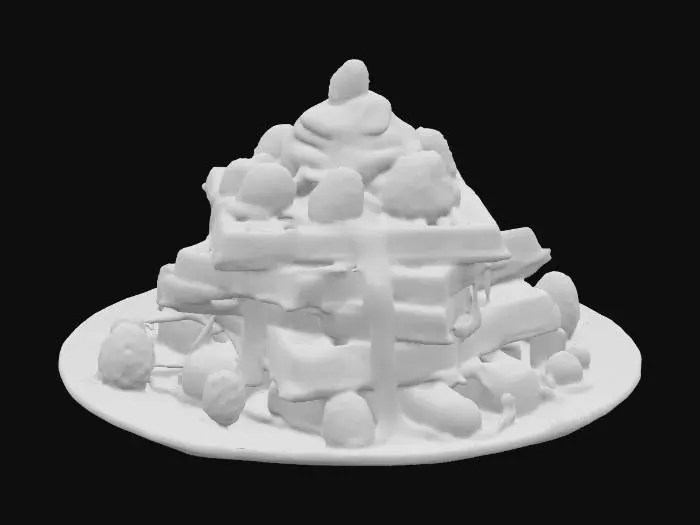 3D model for Highly Detailed, Ultra Realistic, stack of detailed Belgian waffles on a plate, #food#