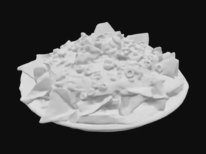 3D model for Highly Detailed, Ultra Realistic, a delicious plate of loaded nachos piled high, #food#