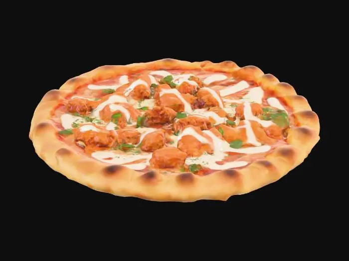 3D model for Highly Detailed, Ultra Realistic, a delicious slice of buffalo chicken pizza drizzled with ranch dressing, #food#
