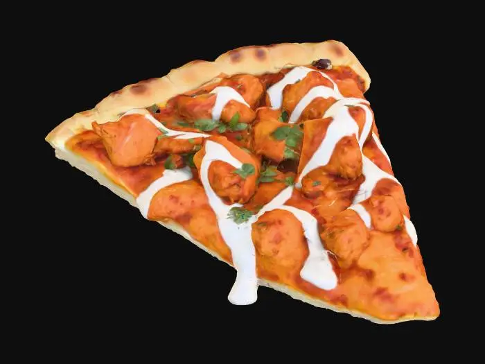 3D model for Highly Detailed, Ultra Realistic, a delicious slice of buffalo chicken pizza drizzled with ranch dressing, #food#