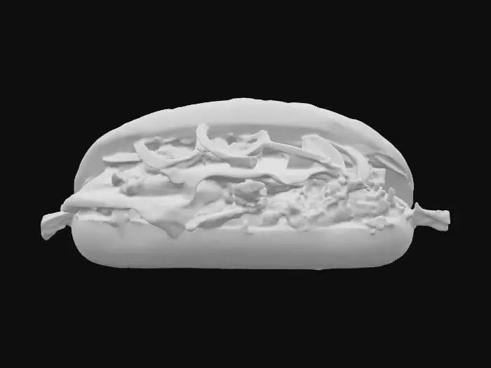 3D model for Highly Detailed, Ultra Realistic, a delicious cheesy philly cheesesteak sandwich, #food#