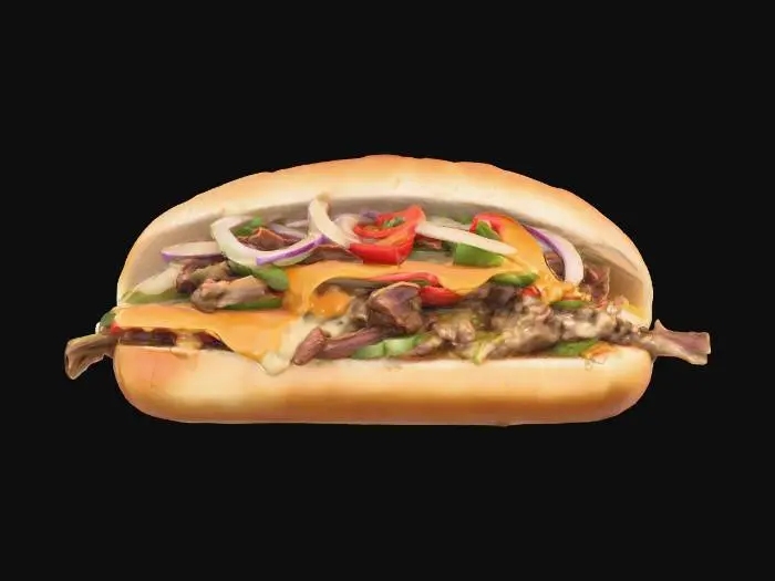 3D model for Highly Detailed, Ultra Realistic, a delicious cheesy philly cheesesteak sandwich, #food#