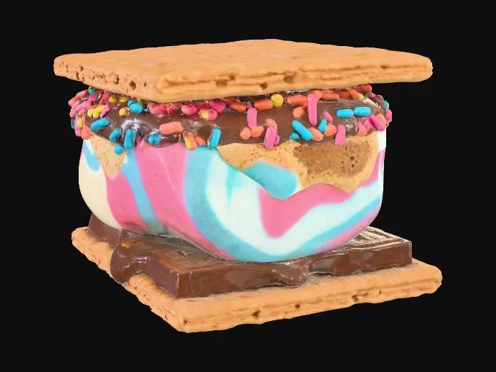 3D model for Rainbow Sprinkle S'more, #food#