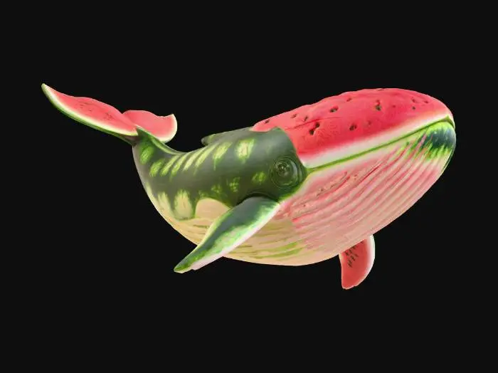 3D model for Watermelon Whale, #food#