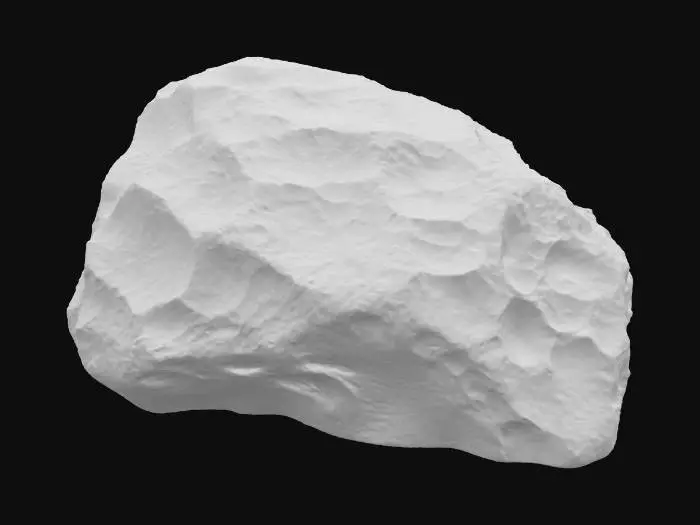 3D model for A formidable, irregularly shaped boulder, seemingly crafted from weathered brown sandstone, deeply grooved and pockmarked. Its entire surface is heavily encrusted with a rich tapestry of variegated mosses and lichens, ranging from deep olive to rusty red hues, creating a complex, textured landscape.