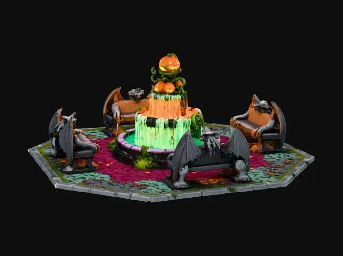 3D model for Haunted Fountain Plaza, #Halloween2025#