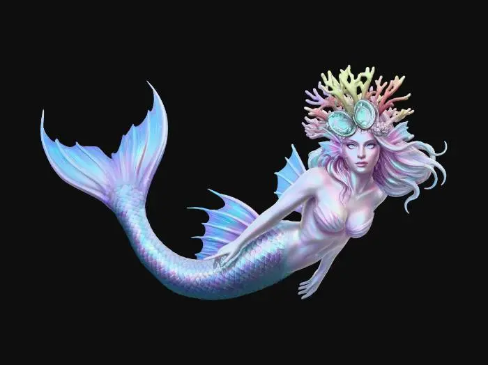 3D model for Coral Crowned Mermaid
