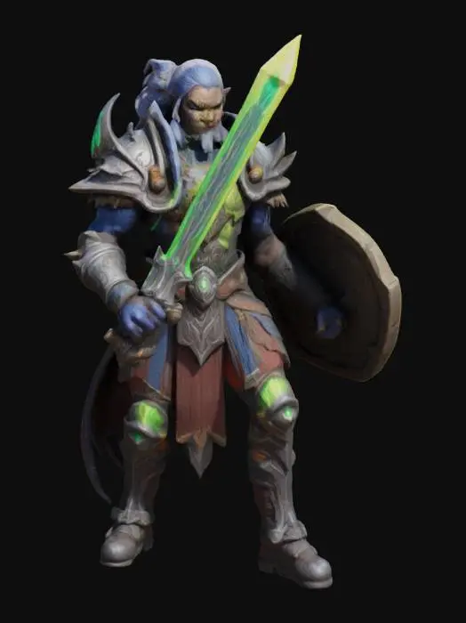 3D model for Highly Detailed, Ultra Realistic, Full Body, Battle Pose, World of Warcraft Character