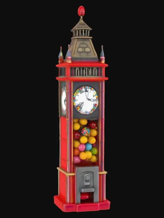 3D model for [London] Big Ben the clock tower depicted as a detailed and colorful gumball machine, #AroundTheWorld#