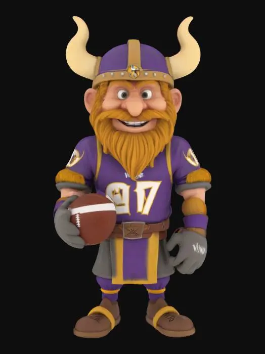 3D model for [Minnesota] a norse cartoon viking character wearing minnesota vikings football attire, #AroundTheWorld#