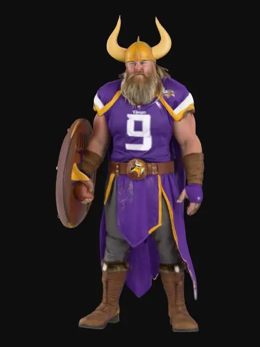 3D model for [Minnesota] a norse viking wearing minnesota vikings football attire, #AroundTheWorld#